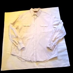 Perry Ellis Linen Coastal Grandpa Cotton Blend Tan Long Sleeved Men's